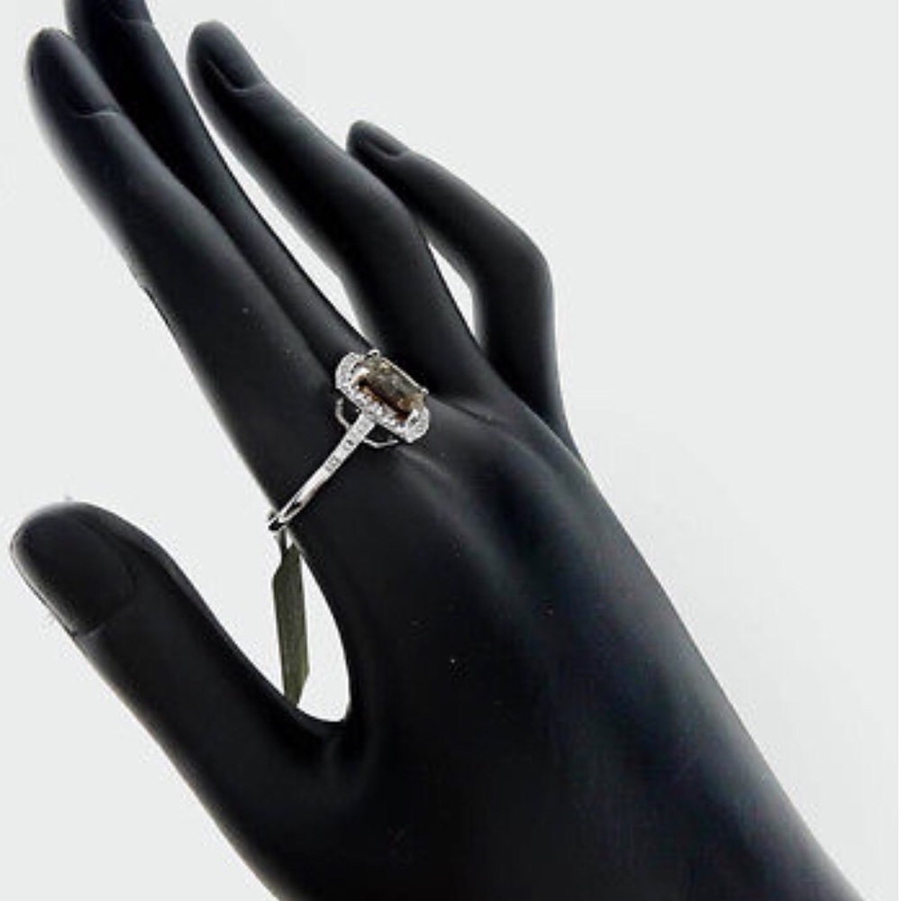 10K GENUINE 3.84 CTW SMOKY TOPAZ & DIAMONDS RING - Picture 5 of 6